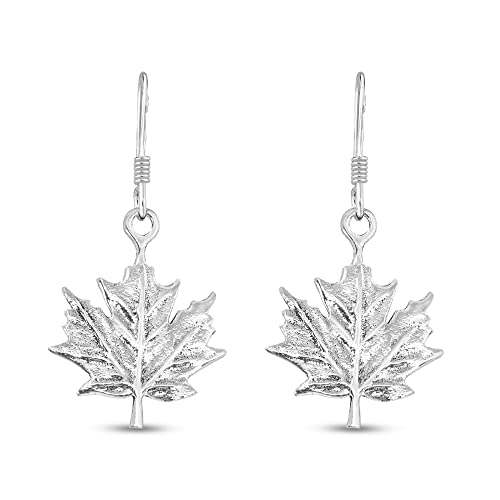 Boucles d'oreilles pendantes Darling Nature feuille d'érable argent pour sublimer vos soirées