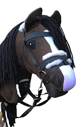 Hobbyhorse with Bridle | Realistic stickhorse | Dark Bay Brave