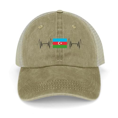Yelolyio Casquette d'extérieur pour homme en maille avec dos en maille - Drapeau de l'Azerbaïdjan - Casquettes de coton - Casquettes de baseball - Casquettes de pêche - Casquettes de sports de plein