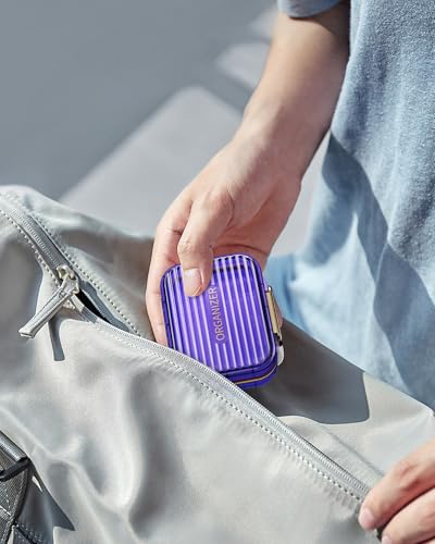 Pilulier de voyage résistant à l'humidité, 7 compartiments étanches Acedada violet