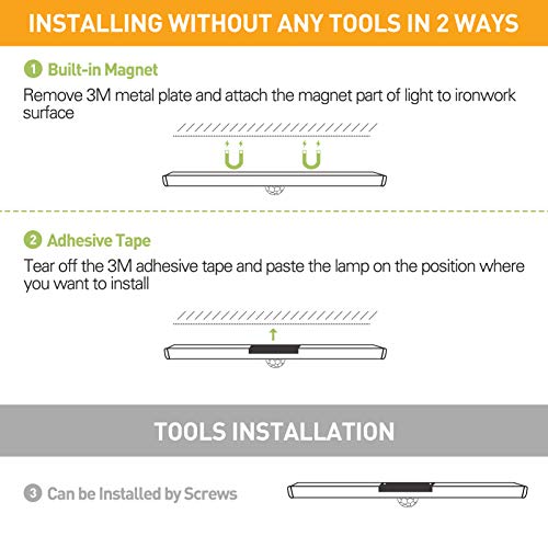 LED Closet Light, 60 LED Newest Version 4 Modes Rechargeable Motion Sensor Closet Light Under Cabinet Lighting, Dimmable Magnetic Wireless Stick on Light for Stairs Wardrobe Kitchen Hallway, 3 Pack - Thumbnail 7