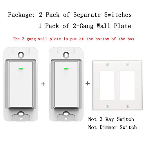 Smart Light Switch, Double Smart Wifi Light Switches, Smart Switch 2 Gang Works With Alexa Google Assistant #TOP6