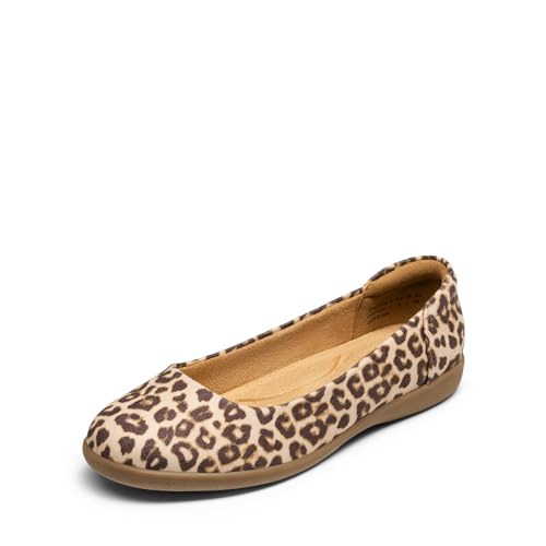 DREAM PAIRS Women’s Comfortable Ballet Dressy Work Flats, Round Toe Slip on Office Shoes 7 Leopard