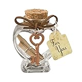 Fashioncraft Glass heart message Jar with copper metal key accent