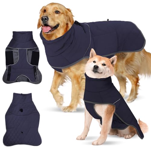 SilverChry Manteau d'hiver Imperméable pour Chien, Veste pour Grand Chien, Bleu, XXL