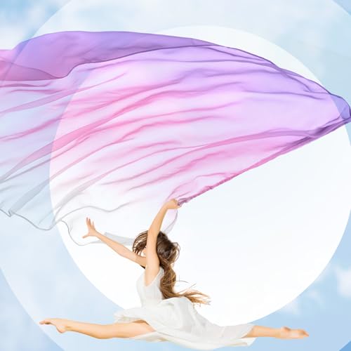 Image of Jecery 2 Pack Praise Dance Worship Flags, 35''x 55'', White Pink Purple