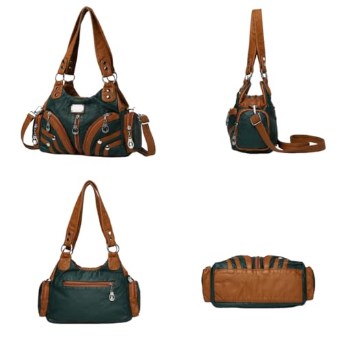 FUNSEED Handbag for Women, Large Capacity Multi Pocket Soft PU Leather Casual Single Crossbody Bag3