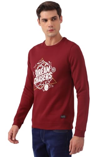 Image of Peter England Men's Poly Cotton Print Round Crew Neck Sweatshirt