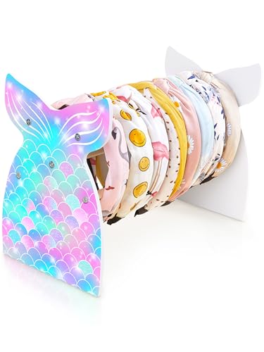 Beinou Headband Holder for Girls Mermaid Headband Organizer Storage Wooden Headband Stand Hair Accessories Organizer Headband Display for Girls Room