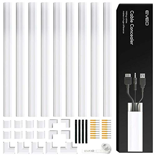 Cord Covers for Wires on Wall – 153in Cable Management Cable Hider – Cord Hiders for TV On Wall – Paintable Cable Concealer – Wire Covers for Cords – 9X (L17 x W0.95 x H0.5) – White