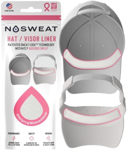 Womens Hat & Visor Sweat Liners - White Patented SweatLock Thin Bands in Support of National Breast Cancer Awareness' (3)