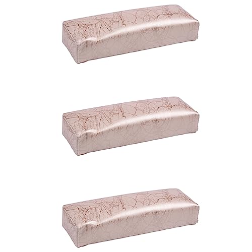 Bunggou 3X ネイル用マニキュアハンド枕長方形PUレザーハンドレストクッションネイルピローサロンハンドホルダーアームレストレストマニキュアネイルアートアクセサリーツールゴールド