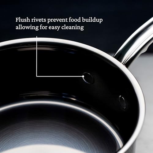 Image of Hestan NanoBond Molecular Titanium Saucepan with Lid, 1.5-Quart - PFAS-Free Stainless Steel, 4x Stronger, 1050F Oven Safe, Induction Compatible, Handcrafted Italy