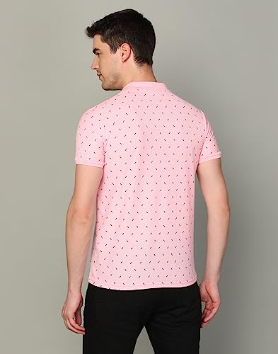 Image of INKKR Men's Printed Polo Neck Half Sleeve Multicolor T-Shirt