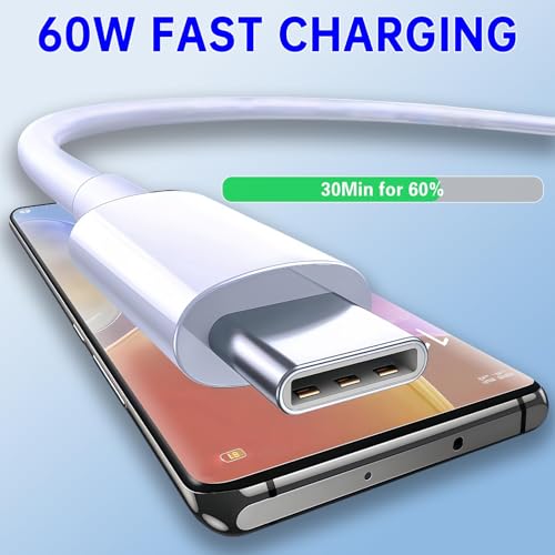 60W USB C to USB C Cable 5-Pack Fast Charging, Type C Cable Compatible with iPhone 15/16/17 Pro/Max, Galaxy S24/S25, Pad Pro/Air, MacBook Pro/Air, Pixel, Switch & More (5 Pcs - 2m Length)
