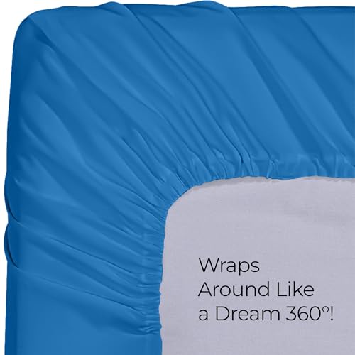 Image of Utopia Bedding Queen Fitted Sheet - Bottom Sheet - Deep Pocket - Soft Microfiber - Shrinkage and Fade Resistant - Easy Care -1 Fitted Sheet Only (Dusk Blue)
