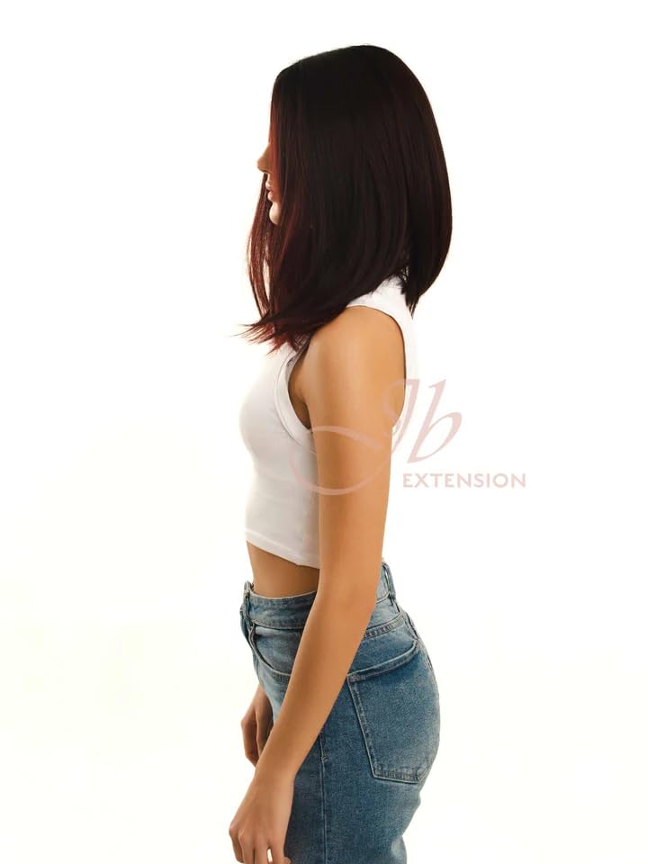 Miniatura 4 de ALEX - Peluca de encaje frontal estilo balayage degradado rojo oscuro para mujer, pelucas sintéticas naturales para uso diario (pelucas de cabello