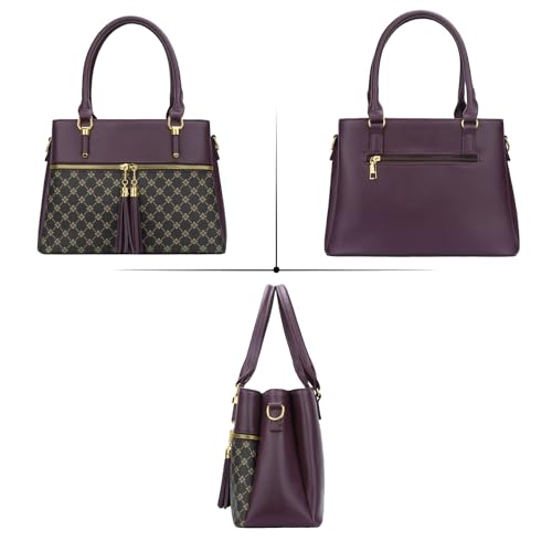 Image of KKXIU Women Satchel Bags Handle Shoulder Handbags and Purses Pockets Zipper Leather Crossbody Bags