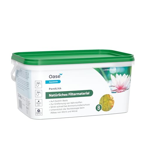 Oase 43147 AquaActiv PondLith, 2,5 kg - Zeolith Filtermaterial, Filtermedium mit 5-10 mm Körnung, Entfernung von Stickstoffverbindungen aus Gartenteichen, Silber