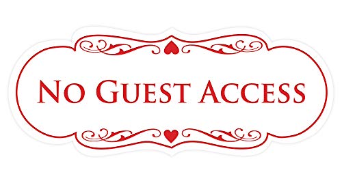All Quality Designer No Guest Access Wall or Door Sign - White/Red - Medium (1 Pack)