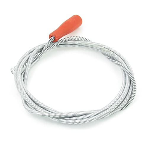Limpiador de tuberías para fregadero Ruilogod con mango naranja y resorte enrollado, 3,2 m de largo miniatura 1
