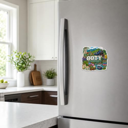 Image of Zesta Wooden Fridge Magnets Set | Refrigerator Decor Magnets for Kitchen | India Souvenir Fridge Magnet Collection | Wooden Magnet for Fridge Door Decoration (Ooty)