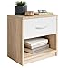 Produktbild Stella Trading PEPE Nachttisch in Eiche Sonoma Optik, Weiß - Schlichter Nachtschrank mit einer Schublade passend zu jedem Bett & Schlafzimmer - 39 x 41 x 28 cm (B/H/T)