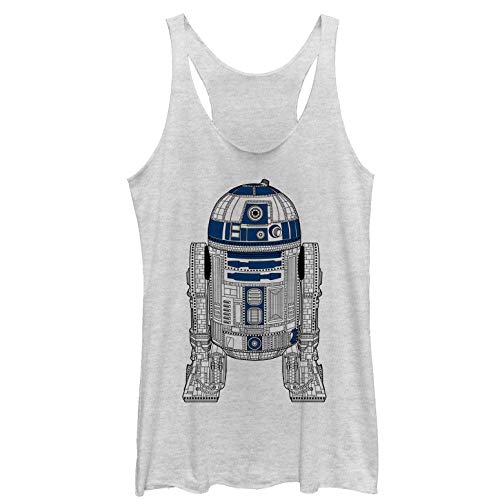 Womens Star Wars R2-D2 Detailed Droid Racerback Tank Top - White Heather - Medium