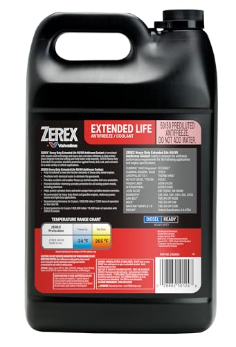 Image of Zerex Heavy Duty Extended Life 50 /50 Prediluted Ready-to-Use Antifreeze /Coolant 1 GA, Case of 6
