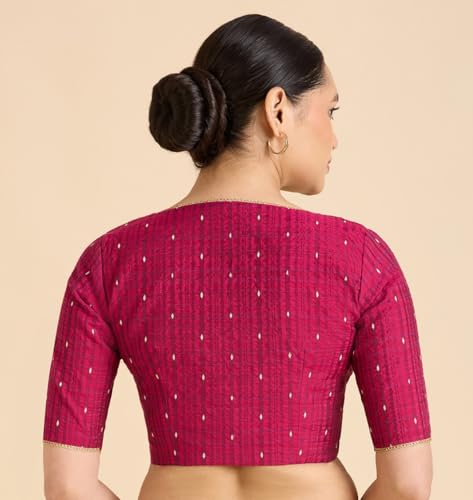Image of Studio Shringaar Women's Handloom Cotton Silk Readymade Saree Blouse