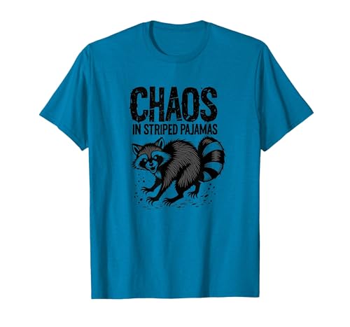 Chaos In Striped Pajamas Feral Raccoon Design T-Shirt, Men, Sapphire Blue, Small