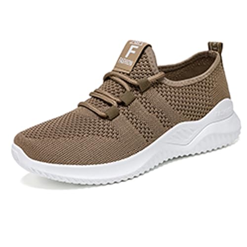 Femme Chaussures de Course Fitness Sport Running Slip on Outdoor Walking Legere Respirante Baskets Mode Confortables Sneakers-HH6678 Coffee 41