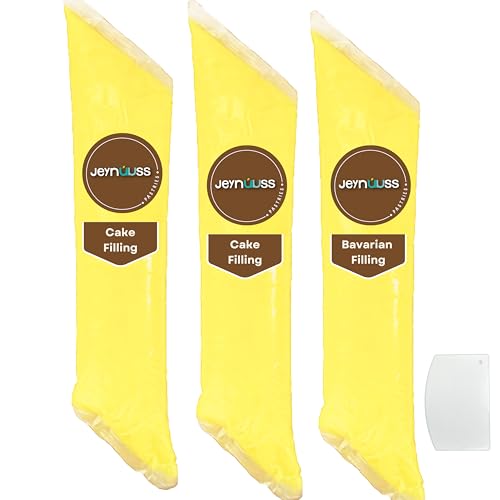 Jeynuuss Bavarian Cream Filling Pastry Filling Crema Pastelera Cake Filling Cannoli Cream Filling Pastry Cream Crema Pastelera para Rellenar Pasteles Cheese Cake Filling Tub 3 Pack