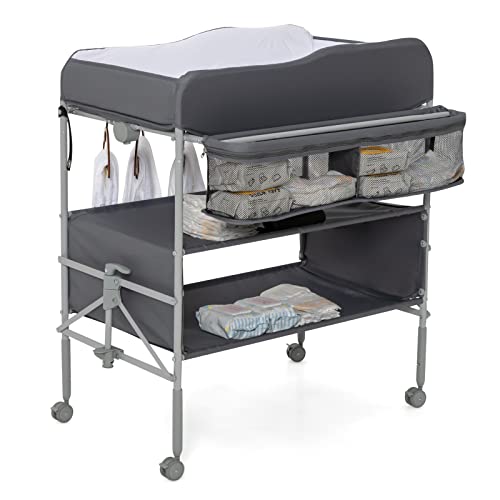 GYMAX Foldable Baby Changing Table - Grey