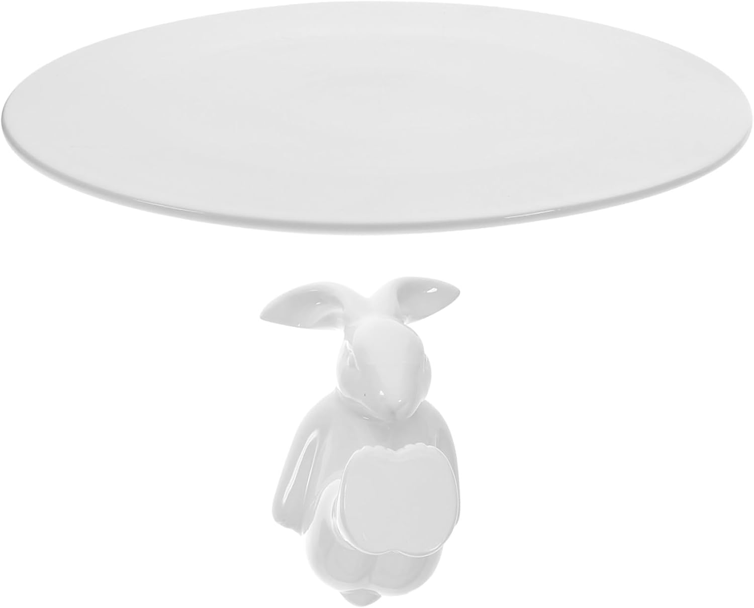 KICHOUSE Easter Bunny Ceramic Dessert Plate Statue Decor Serving Tray for Cakes Snacks and Fruit for Easter Parties and Home Decor
