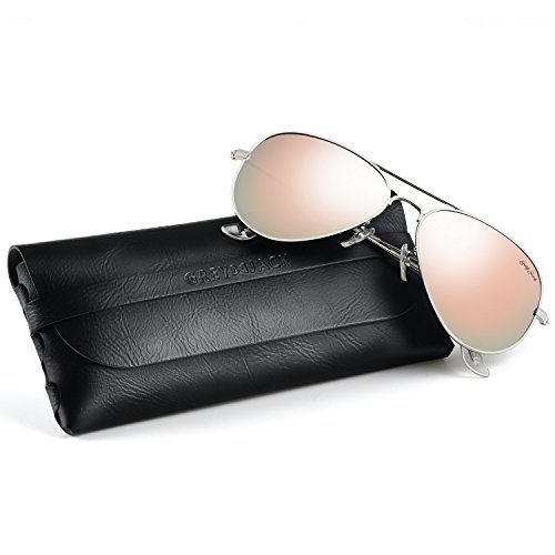 GREY JACK Polarized Classic Aviator Sunglasses Military Style for Men Women Silver Frame
