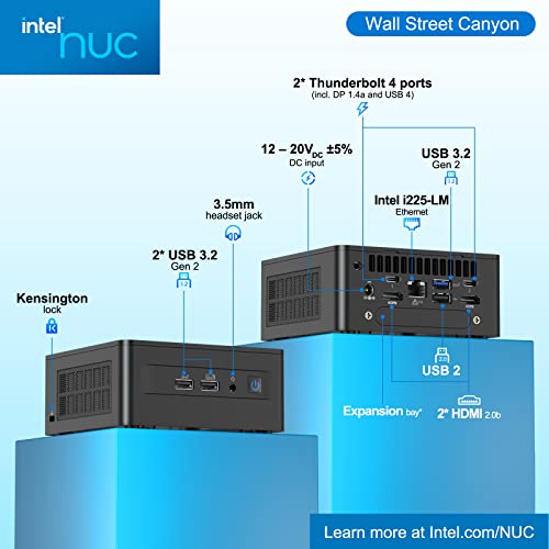 Image of NENCHIN Intel NUC 12 Pro Wall Street Canyon NUC12WSHi5, 12th Gen Core i5-1240P 12-Core, 16 Threads, 12MB L3 Cache, Up to 4.4 GHz Turbo, 28W Iris Xe Graphics, Barebone, No RAM, No SSD, No OS
