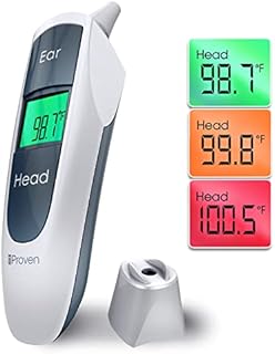 iProven Digital Ear Thermometer for Adults, Kids and Babies, Fever Alarm, Easy to Use Ear and Forehead Mode, LED Display with Big Buttons, Unique Design, iProven DMT-316 (Grey)