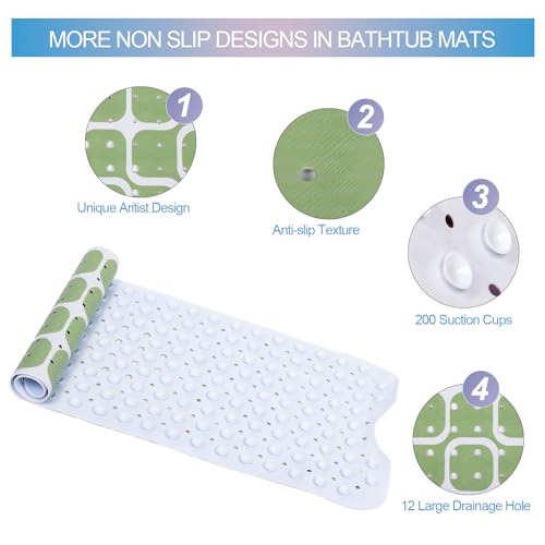 Tapis de bain antidérapant extra long vert art moderne 100x40 cm - 3