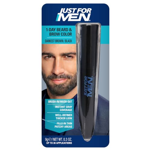 1-Day Beard & Brow Color, Temporary Color for Beard and Eyebrows, For a Fuller, Well-Defined Look, Up to 30 Applications, Darkest Brown/Black