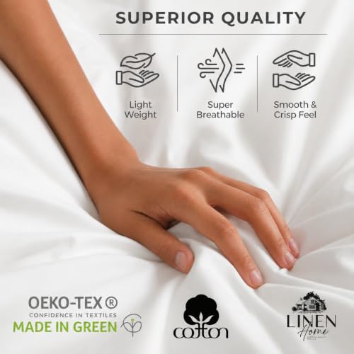 Image of Linen Home Cotton Percale Fitted Bedsheet Set Single Size White