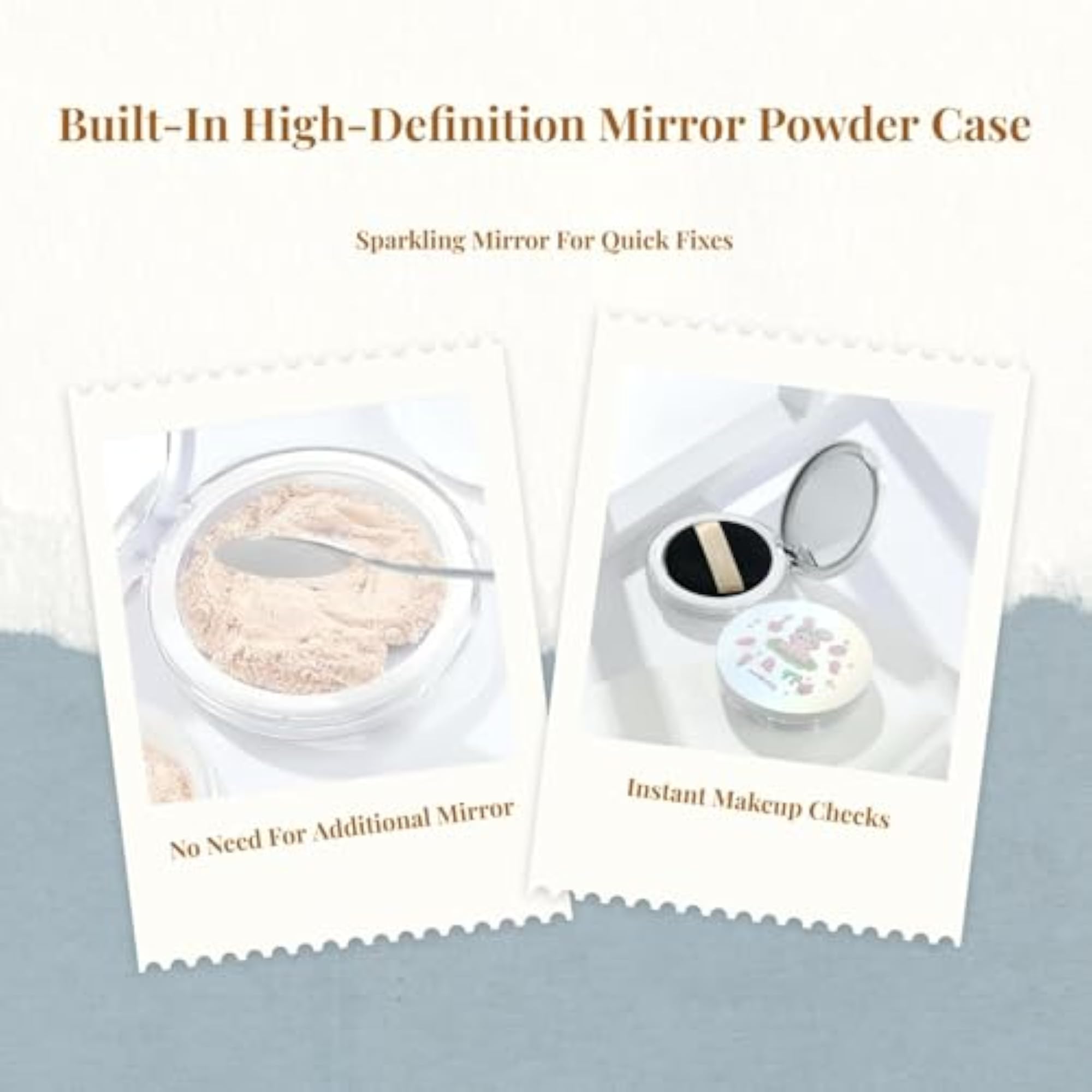 Club Bollywood Powder Container, Portable Elastic Mesh Sifter with Mirror