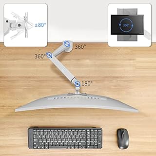 Pholiten Braccio porta monitor con molla a gas per schermi da 13 a 27 pollici, supporto a molla a gas con funzione inclinabile e girevole, bianco