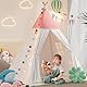 BlueWood Tipi Zelt für Kinder, Spielzelt mit Gepolsterter Decke, Lichterkette, Tragetasche, Segeltuch Kinderzelt, Kindertipi im Montessori-Stil für Kinder - Rosa
