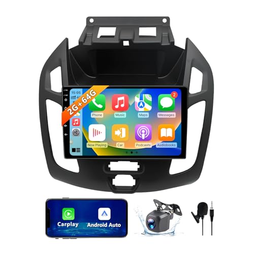 ZHNN 2+64GB Car Radio Stereo Compatible with Ford Transit Connect 2014-2018, 9 Inch Android 13 Touch Screen Car Radio with CarPlay/Android Auto, GPS FM WiFi Bluetooth Backup Camera