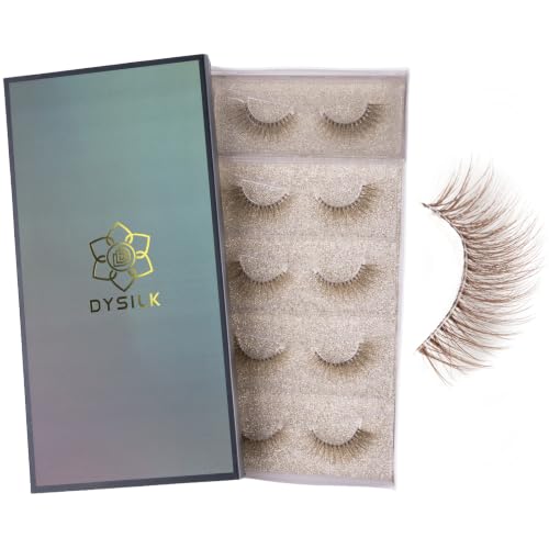 Image of DYSILK False Eyelashes, 6D Lashes Faux Mink Eye Lashes (Brown-A01)