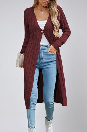 Image of Cakulo Womens Long Cardigans Cable Knit Chunky Cardigan Sweaters Open Front Fall Winter Fashion Outfits Coats 2025