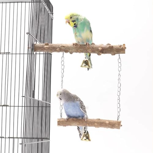 Image of 5PCS Natural Wood Stand 2 Wooden Platform 1 Swing 1 Grape Stick Paw Grinding Fork 1 Azalea Wood Stand Cage Accessortes for Birds