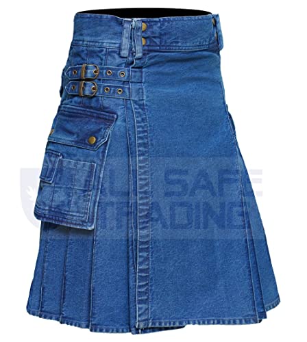 Men's Deluxe Utility Denim Kilt - Modern Utility Kilt for Men, Authentic Jean Kilts with Tactical Style2