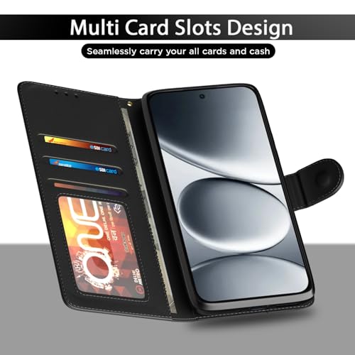 Image of Amazon Basics Flip Cover for Redmi Note 15 Pro 5G Leather Finish | Wallet Stand and Shock Proof | Inside TPU with Card Pockets | Complete Protection Flip Case (Black)